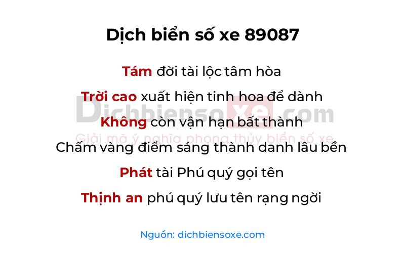 Dịch thơ biển số 89087