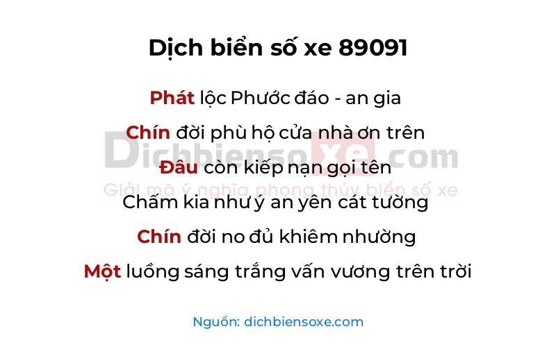 Dịch thơ biển số 89091