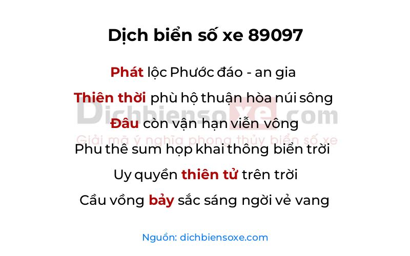 Dịch thơ biển số 89097