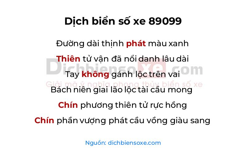 Dịch thơ biển số 89099