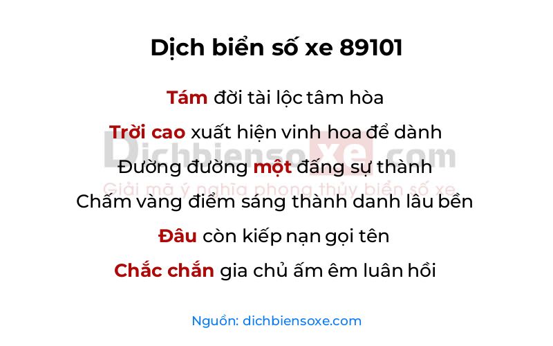 Dịch thơ biển số 89101