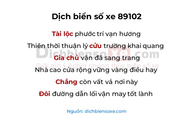 Dịch thơ biển số 89102