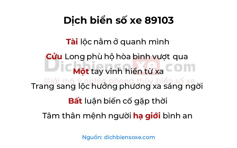 Dịch thơ biển số 89103