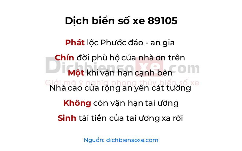 Dịch thơ biển số 89105