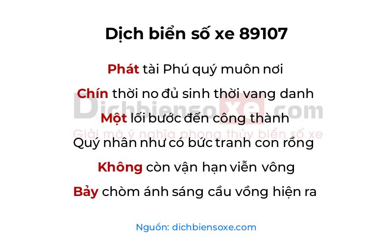 Dịch thơ biển số 89107