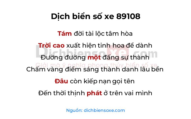 Dịch thơ biển số 89108