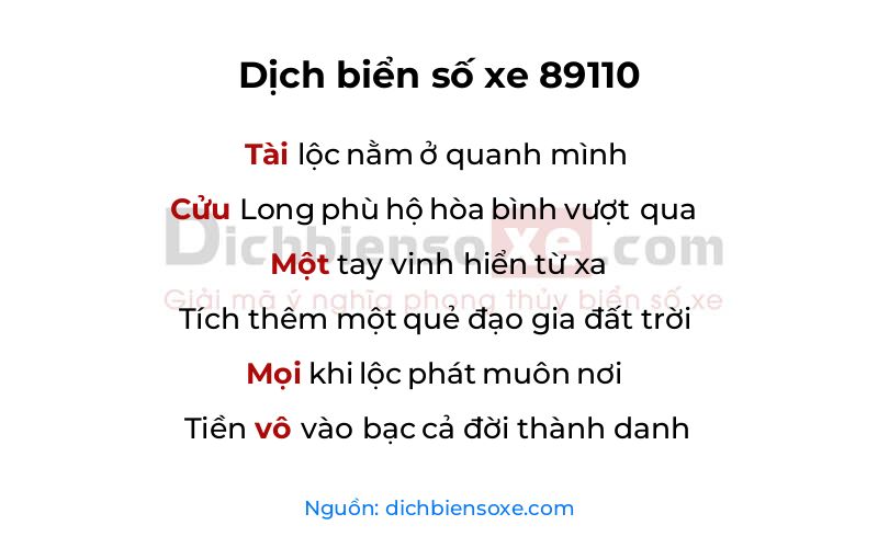 Dịch thơ biển số 89110