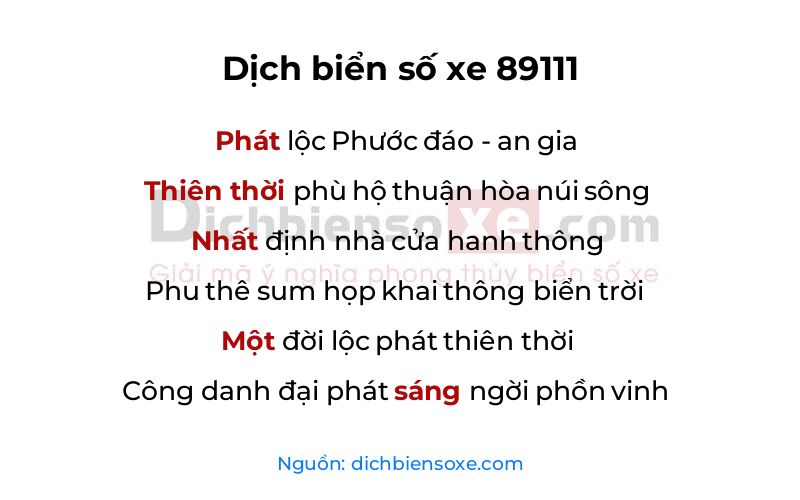 Dịch thơ biển số 89111