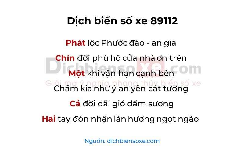 Dịch thơ biển số 89112