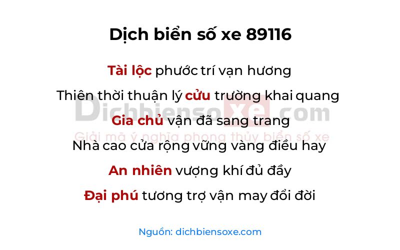 Dịch thơ biển số 89116
