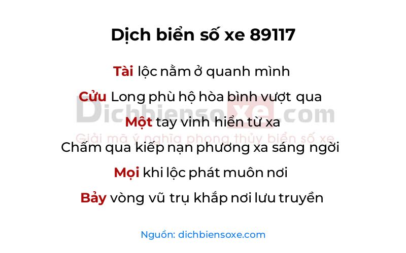 Dịch thơ biển số 89117