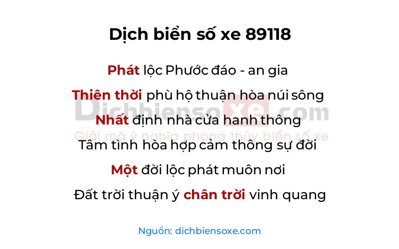 Dịch thơ biển số 89118