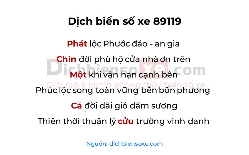 Dịch thơ biển số 89119