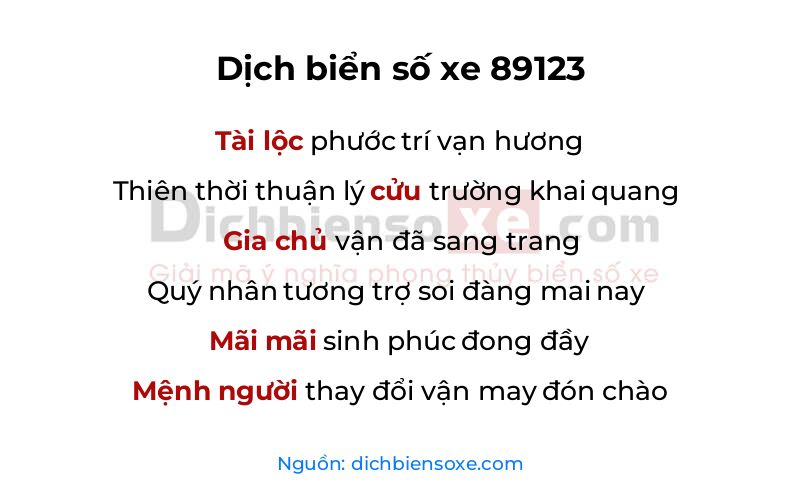 Dịch thơ biển số 89123