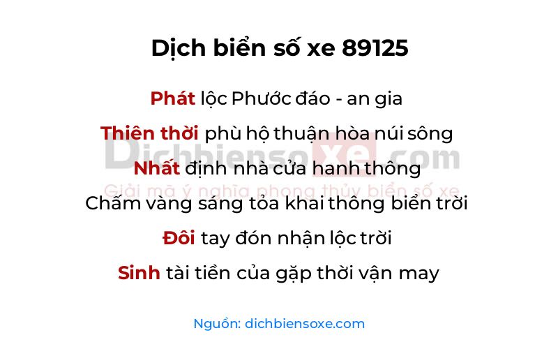 Dịch thơ biển số 89125
