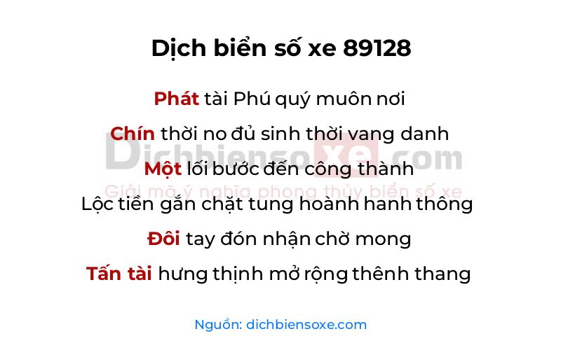 Dịch thơ biển số 89128