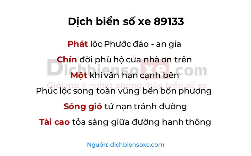 Dịch thơ biển số 89133
