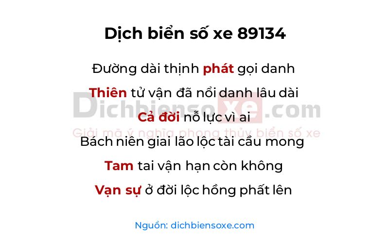 Dịch thơ biển số 89134