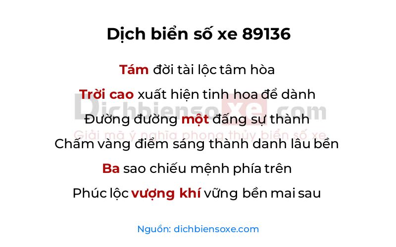 Dịch thơ biển số 89136