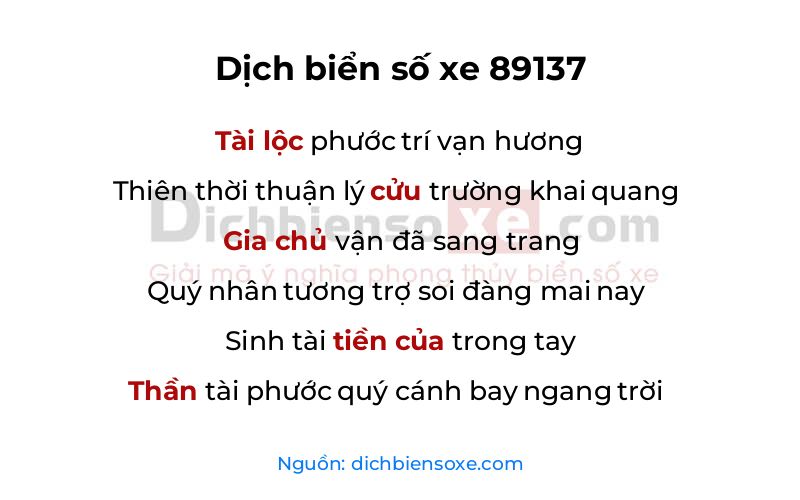 Dịch thơ biển số 89137