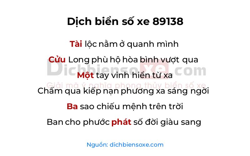 Dịch thơ biển số 89138