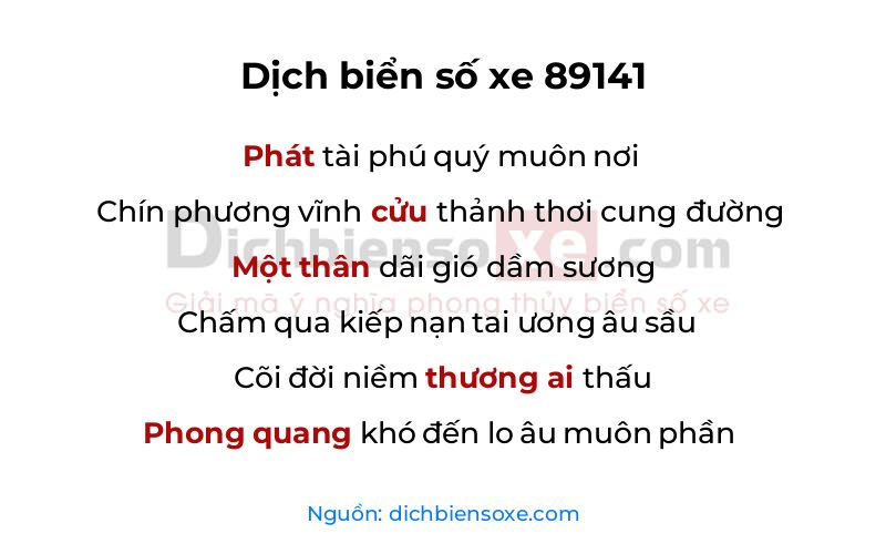 Dịch thơ biển số 89141