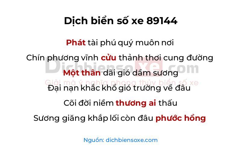 Dịch thơ biển số 89144
