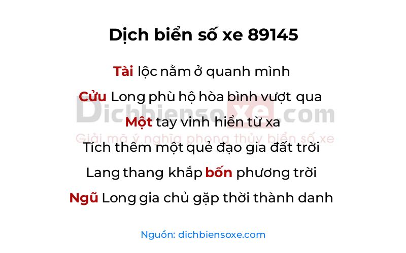 Dịch thơ biển số 89145