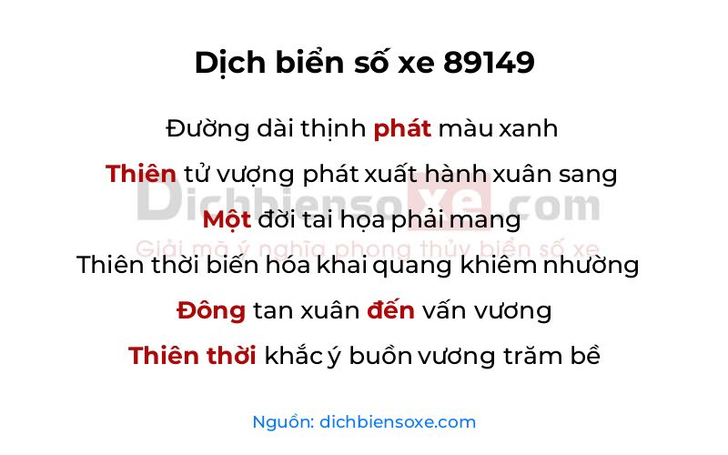 Dịch thơ biển số 89149