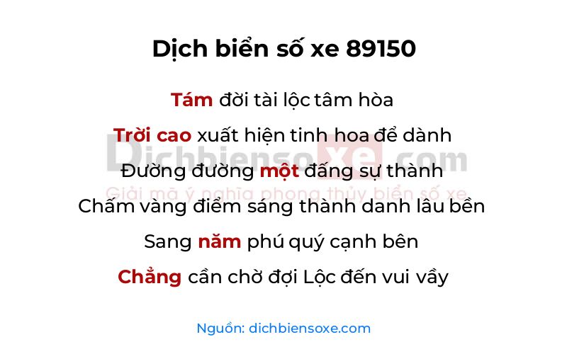 Dịch thơ biển số 89150