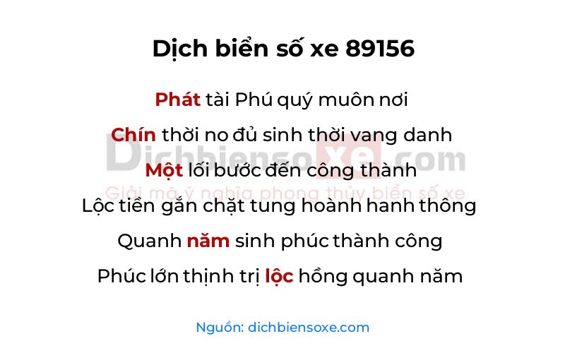 Dịch thơ biển số 89156