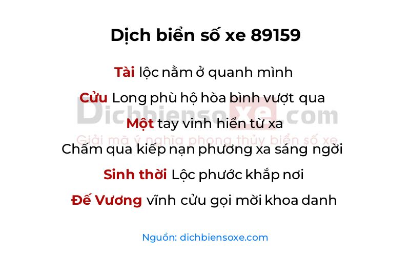 Dịch thơ biển số 89159