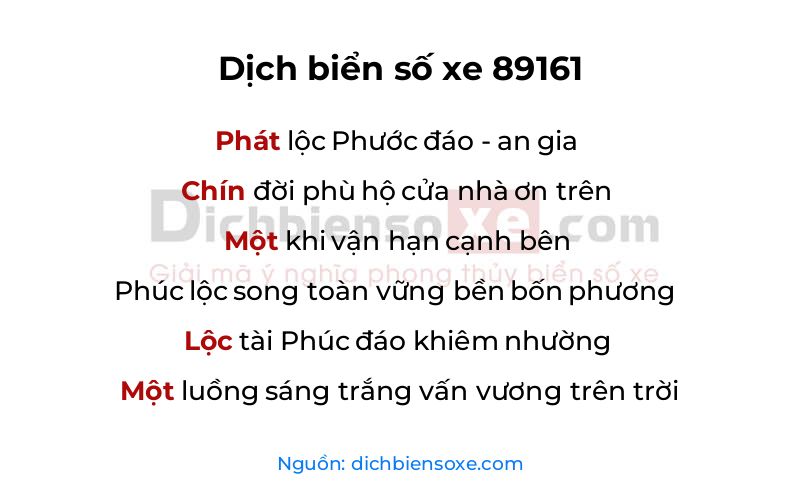 Dịch thơ biển số 89161