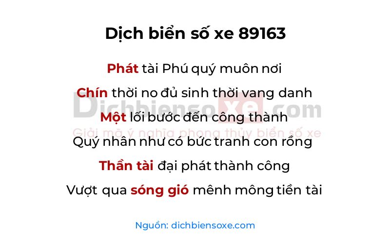 Dịch thơ biển số 89163