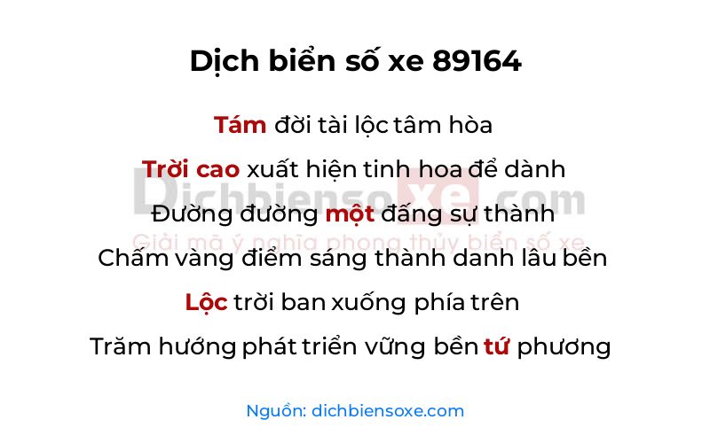 Dịch thơ biển số 89164