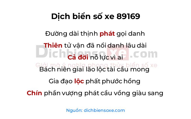 Dịch thơ biển số 89169
