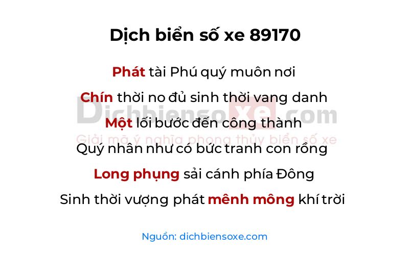 Dịch thơ biển số 89170