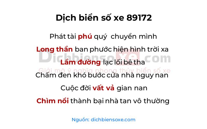 Dịch thơ biển số 89172