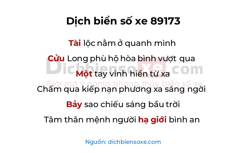 Dịch thơ biển số 89173