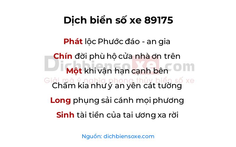 Dịch thơ biển số 89175