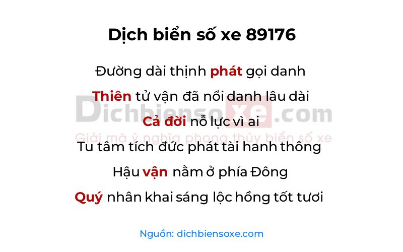 Dịch thơ biển số 89176