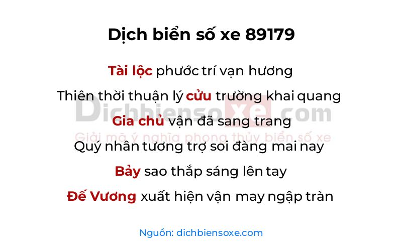 Dịch thơ biển số 89179