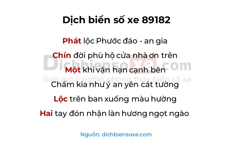 Dịch thơ biển số 89182