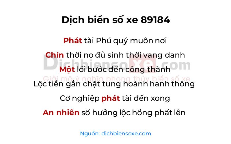 Dịch thơ biển số 89184