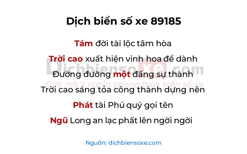 Dịch thơ biển số 89185