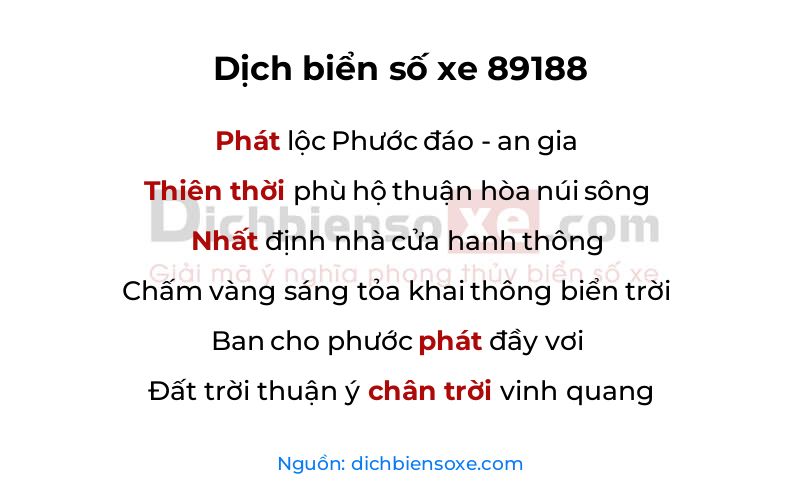 Dịch thơ biển số 89188