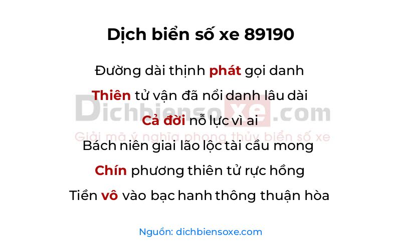 Dịch thơ biển số 89190