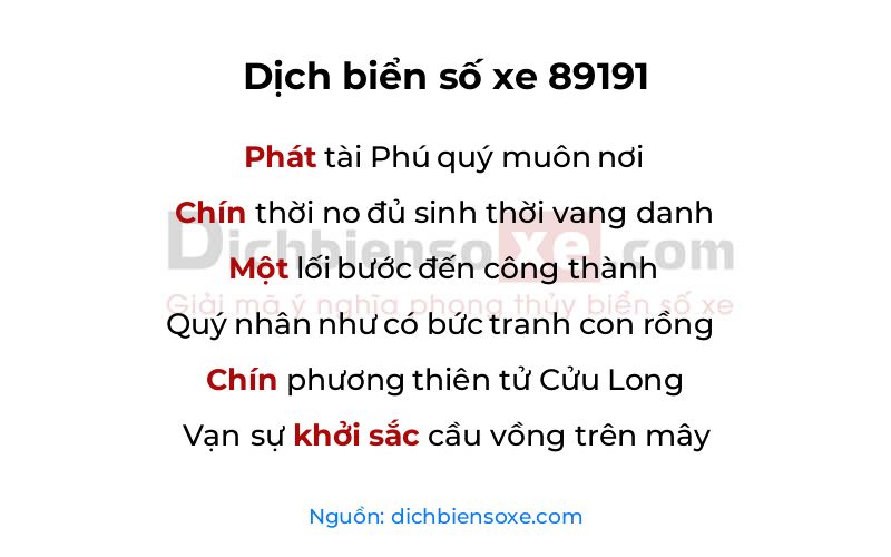 Dịch thơ biển số 89191