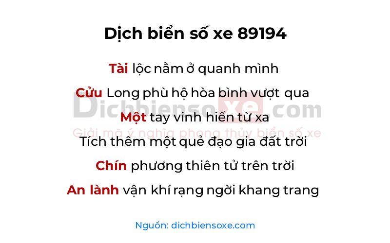 Dịch thơ biển số 89194