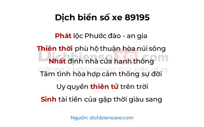 Dịch thơ biển số 89195